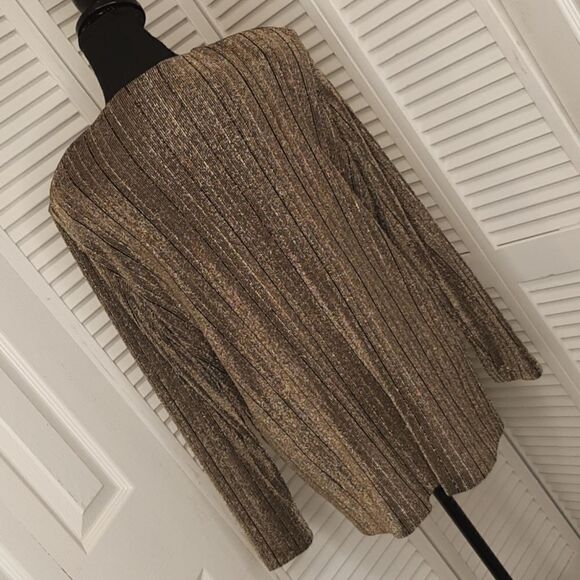 Alfred Dunner Gold and Black Button Down Shirt - Picture 4 of 11